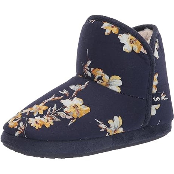 Joules Cabin Slippers in Navy Floral size 9/10 - Picture 1 of 7
